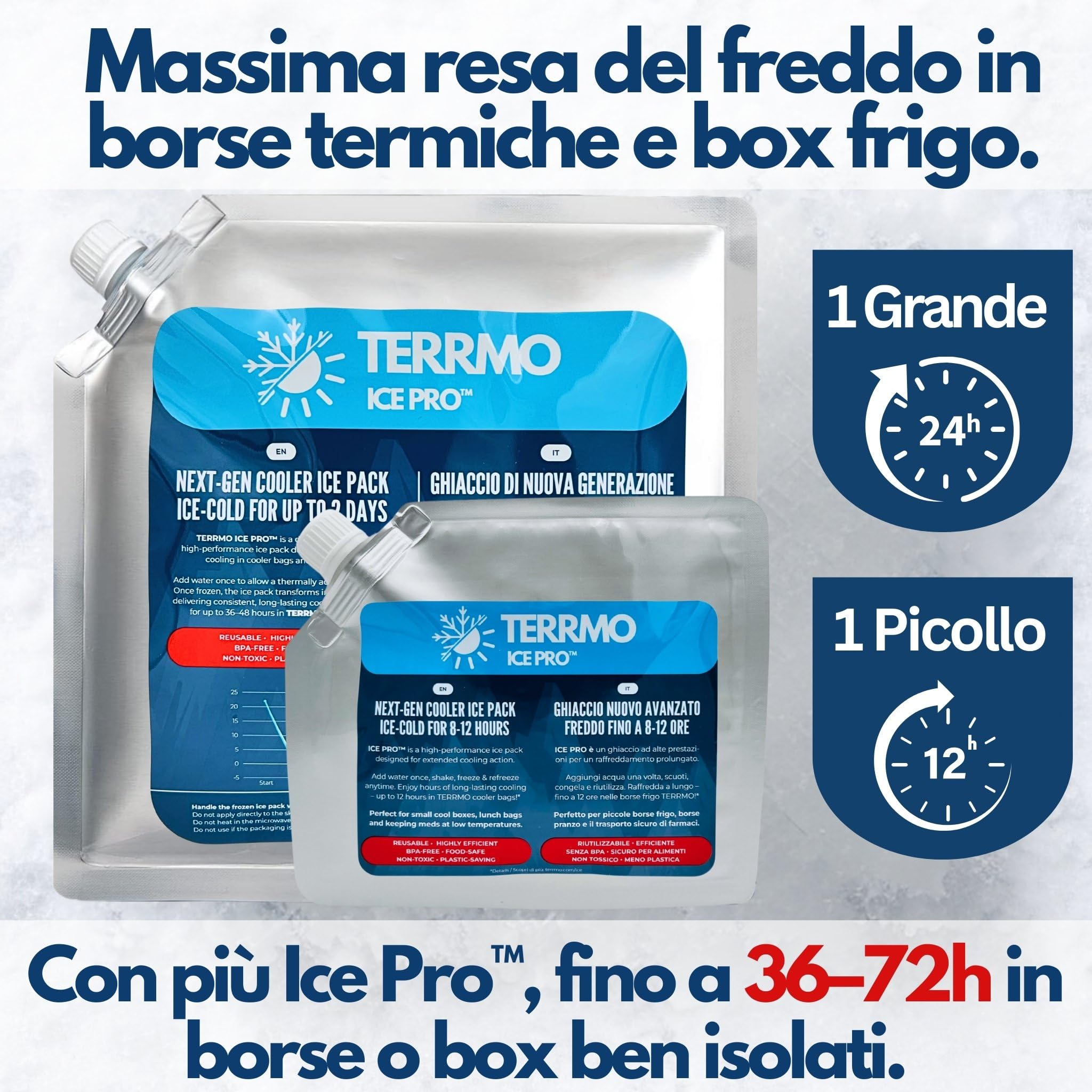 Siberini Ice Pro Mattonelle Ghiaccio Riutilizzabile Accumulatore di Freddo 1-4 Pz Grande Mini Borsa Frigo