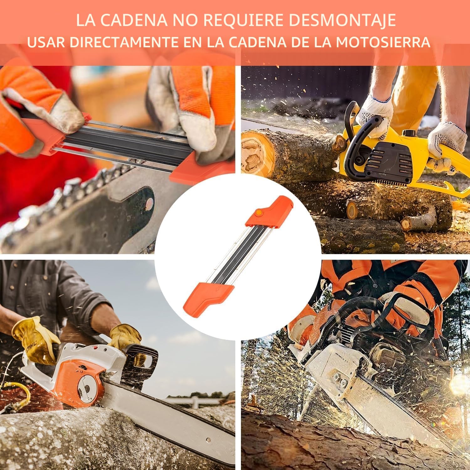 Afilador Cadena Motosierra,2 en 1 Diámetro 4,0 mm Afilador Motosierra compatible con la motosierra Stihl 3/8",56057504303