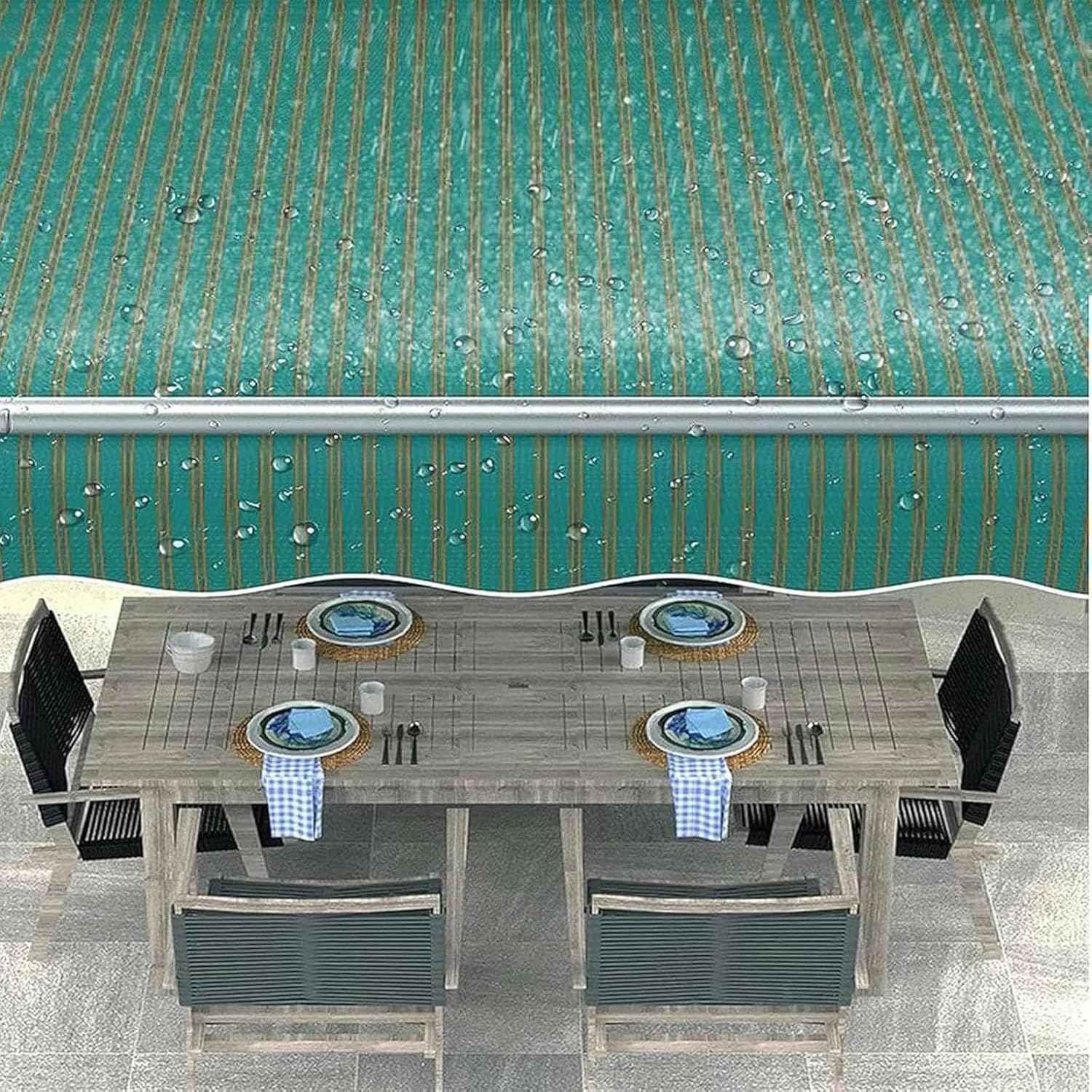 Replacement Canvas For Retractable Awning 12'X10' Patio Awning Fabric Replacement, Durable Exterior Sunshade Canopy Cloth