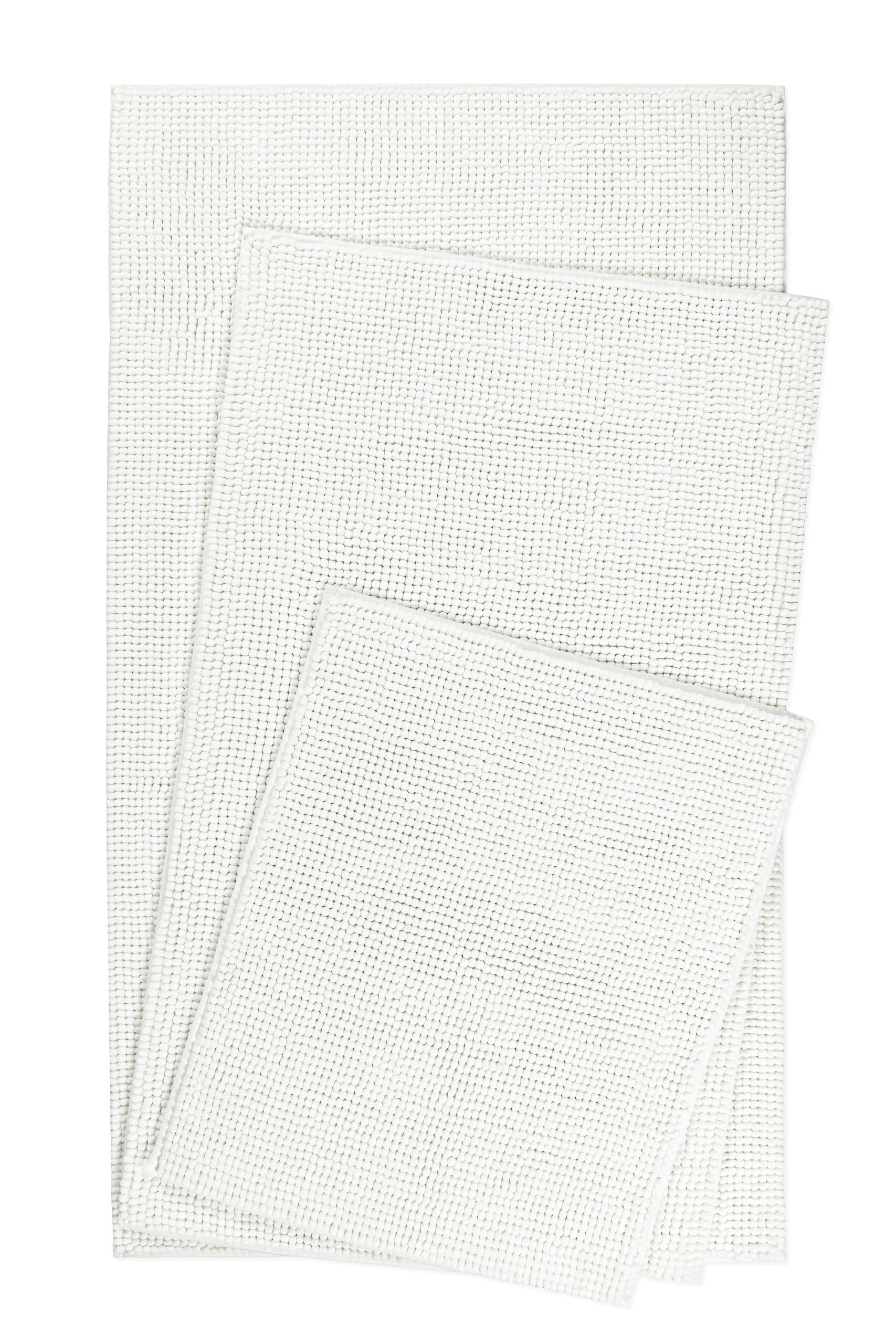 Tappeto da bagno moderno in ciniglia di WECONhome Basics - antiscivolo, lavabile, assorbente - Stile per ogni bagno – Balu (70 x 120 cm, bianco)