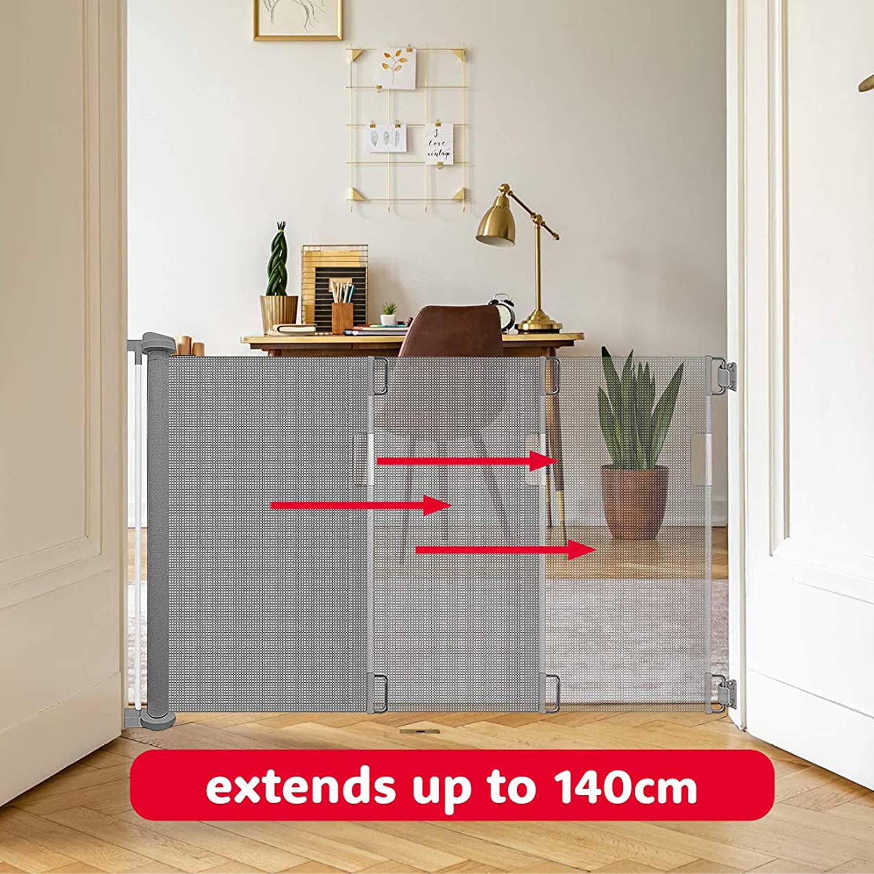 Mordely Retractable Safety Gate, Silent Stair Gates for Baby and Little