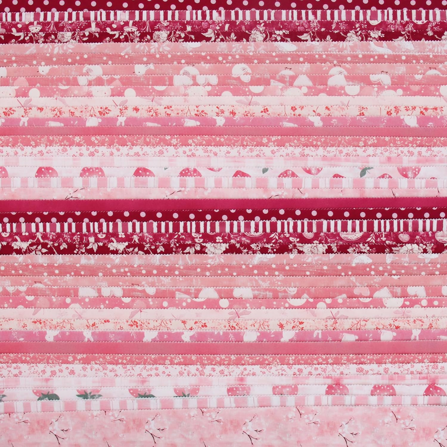 ThreadArt Exclusive Prints Jelly Roll Fabric Strips for Quilting, Crafting, and Sewing, 40 Precut Fabric Strips in Pink Prints, Premium Cotton for Quilts, Crafts, Rugs, Blankets, Clothing and More