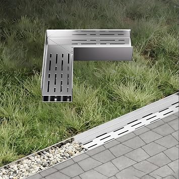Stainless Steel Trench Drain Kit,Under Deck Drainage System,Channel Drain for Driveway,Convenient Assembly,for Garden, Patio