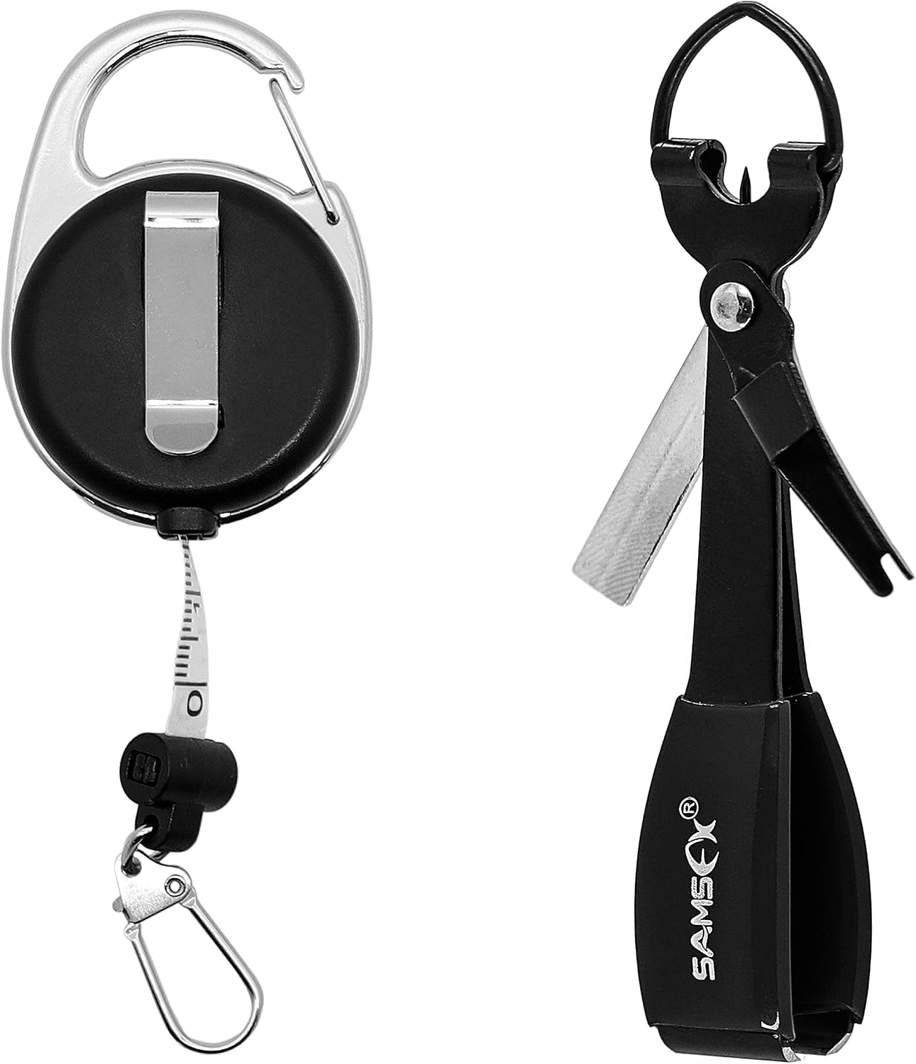 SAMSFX Fishing Zinger Retractors Retractable Tape Measure with Fly Fishing Knot Tying Tool Combo