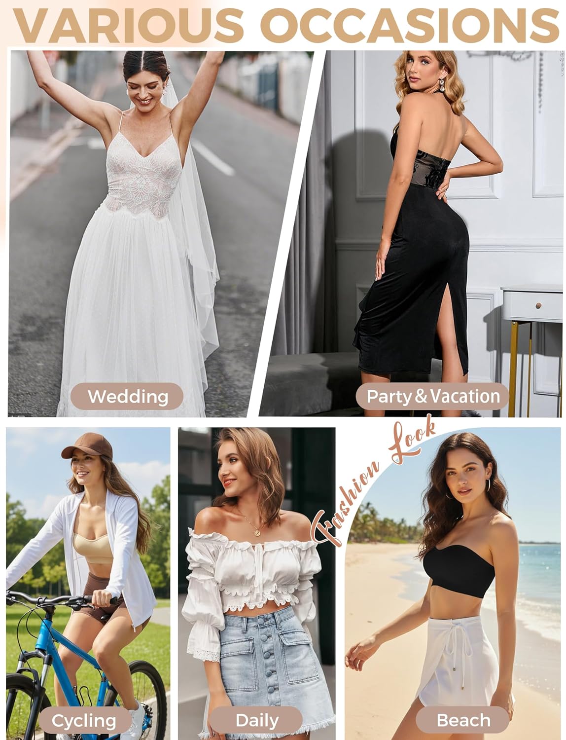 Strapless Bras for Women, Wireless Padded Bralette, Non-Slip Silicone Bandeau Bra, Seamless Tube Top Push Up Bra - Image 7