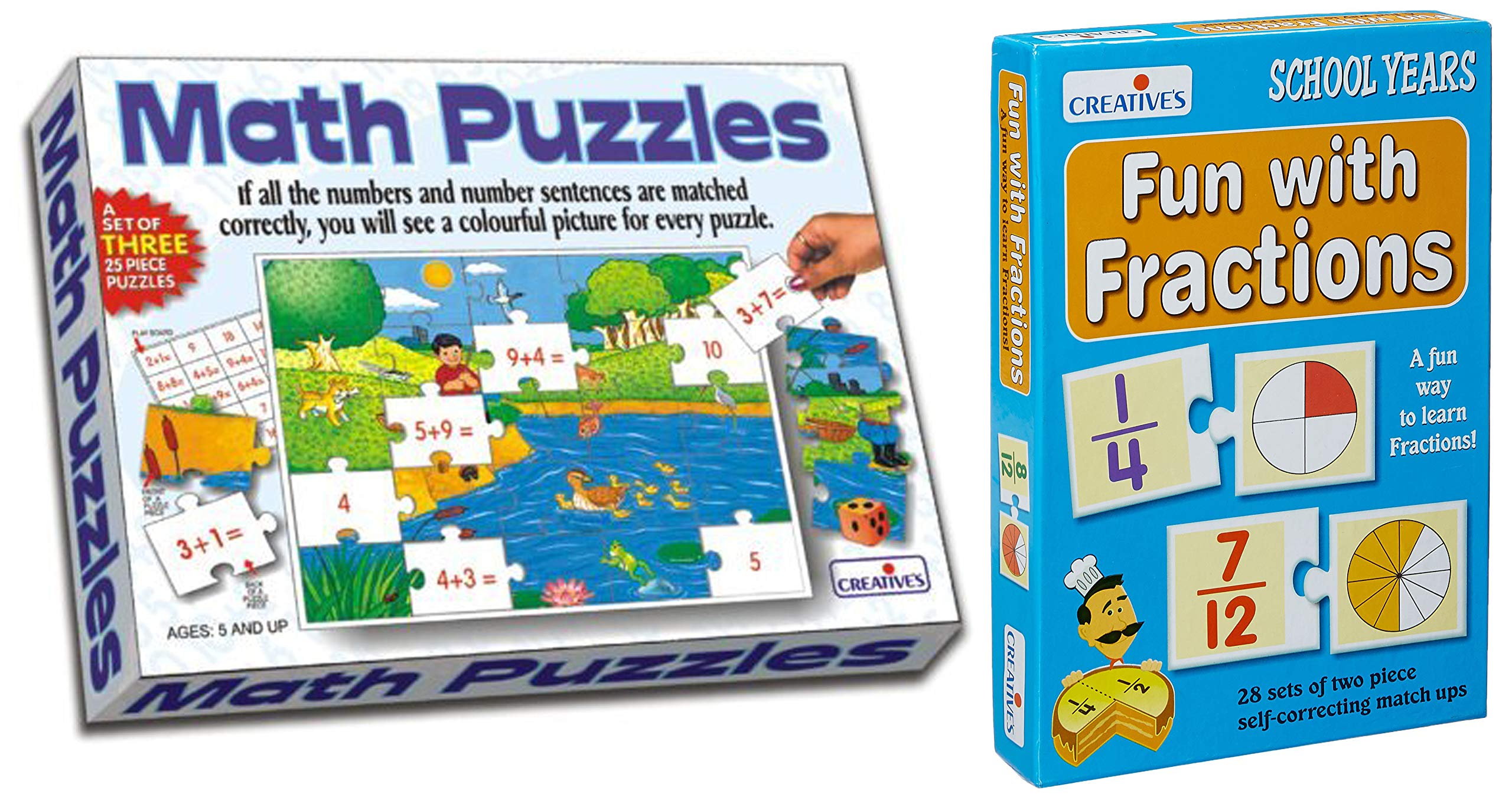 Creatives Fun with Fractions Puzzle (Multi-Color, 56 Pieces) & Creatives Math Addition Puzzle (Multi-Color)