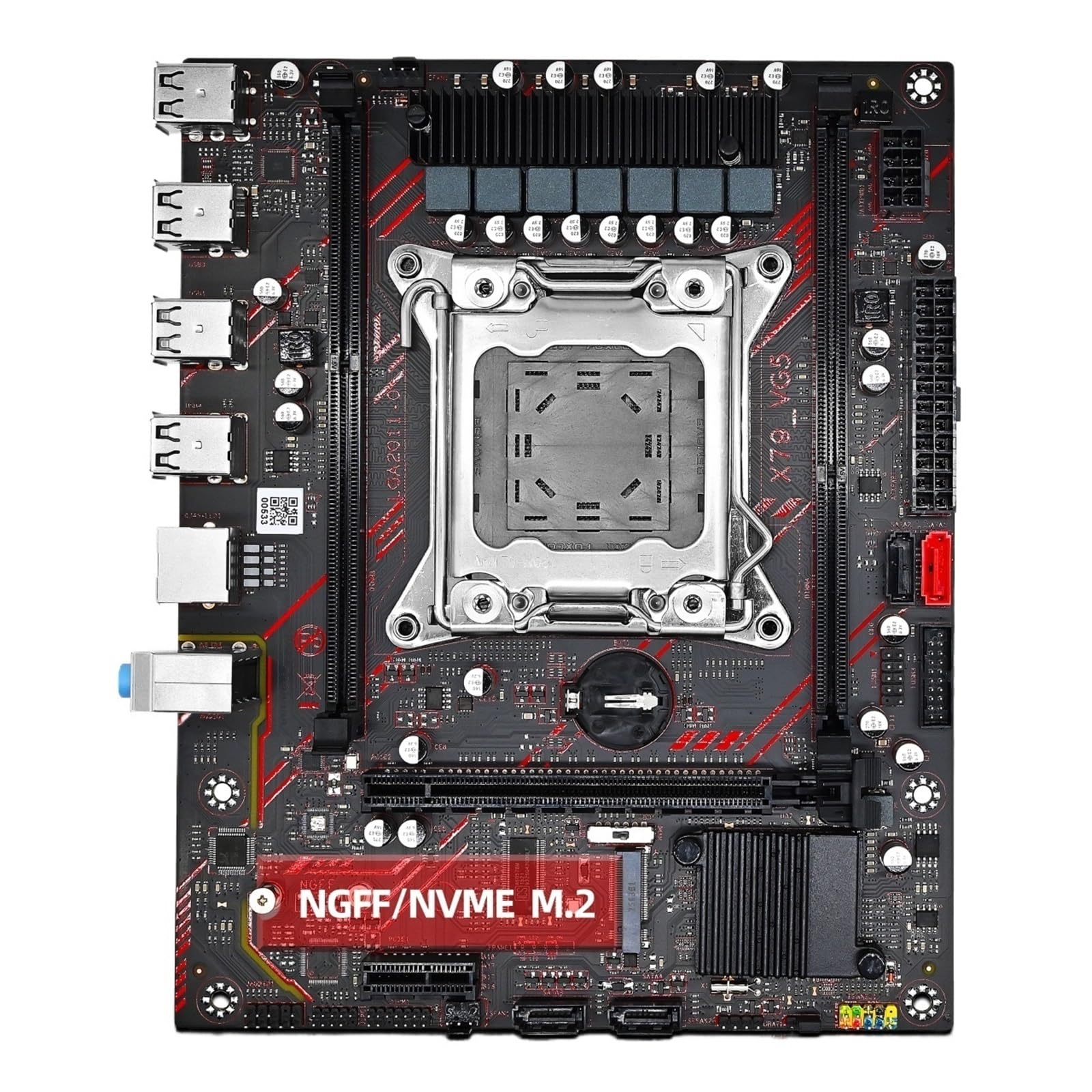 Kit de Placa Base X79 con CPU LGA2011 E5 2630 V2 DDR3, 1 Memoria RAM ECC de 16 GB, Compatible con Ranura M.2 NVME(Motherboards)