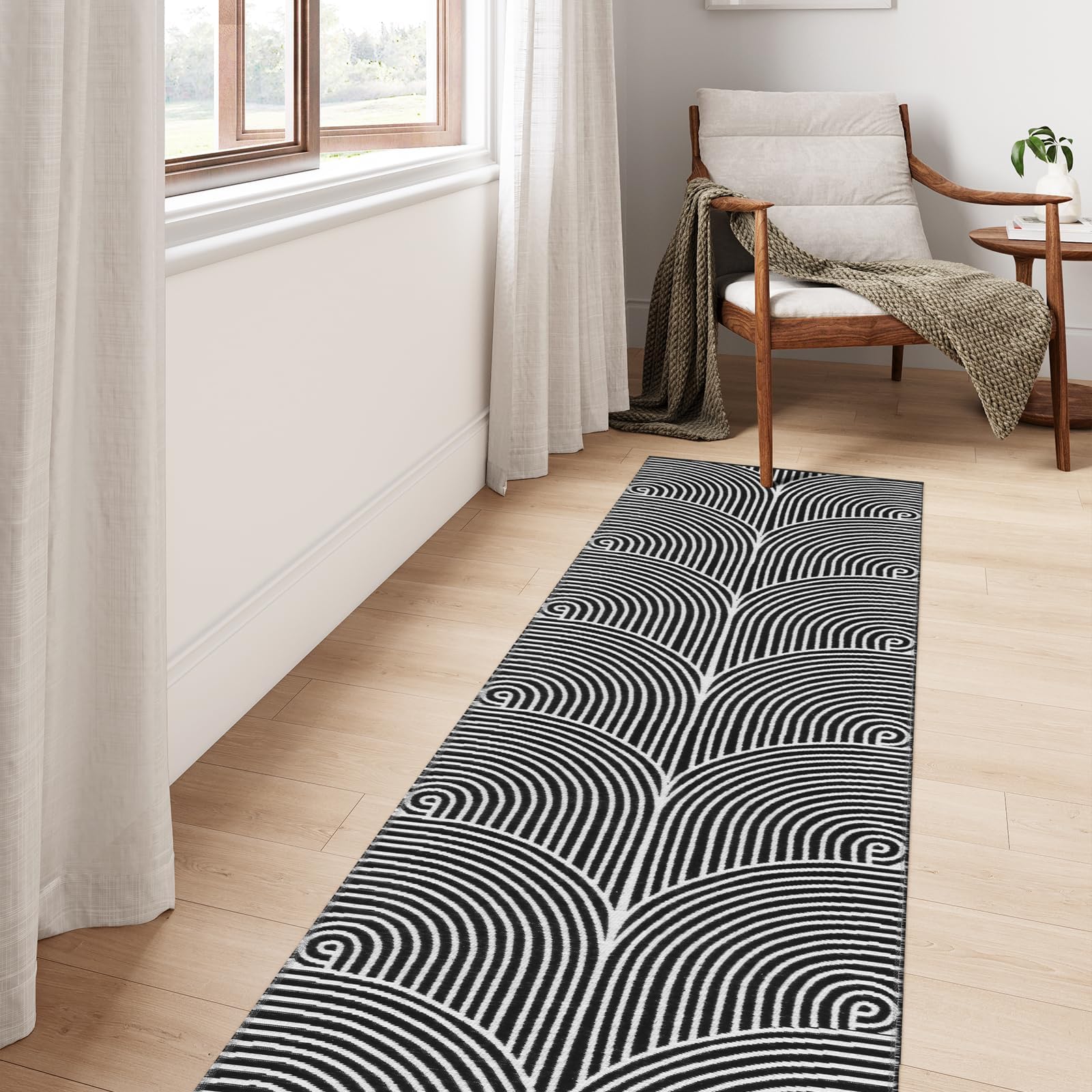 Washable Runner Rug 2'x7' Long Hallway Runner Rug Reversible Black ...