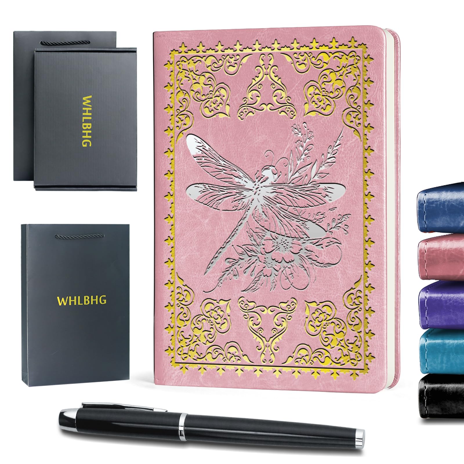 Carnet de notes libellule A5 rose cahier ligné écriture multicolore