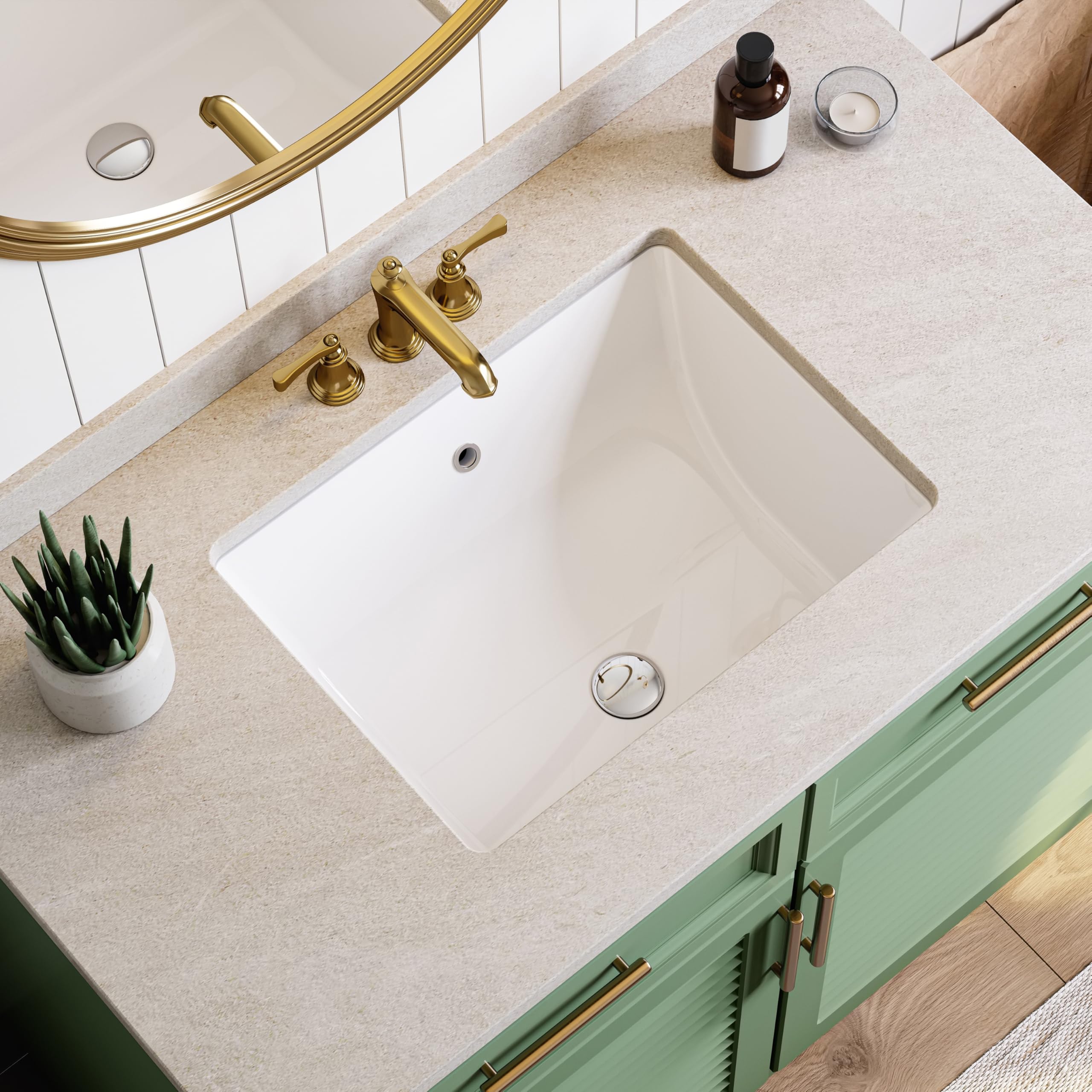 HOROW Undermount Bathroom Sink, 20x15 Inch Rectangle Bathroom Sink