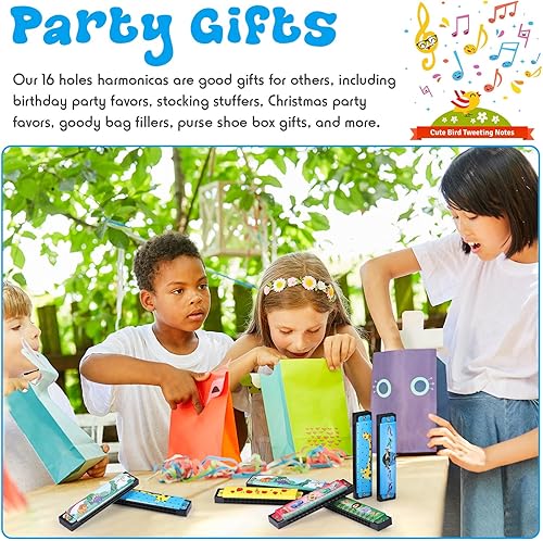 Miniatura 6 de Fiada 30 piezas de armónica de 16 agujeros, armónicas, instrumento musical, juguete, regalo de dibujos animados, armónica de doble fila, recuerdos