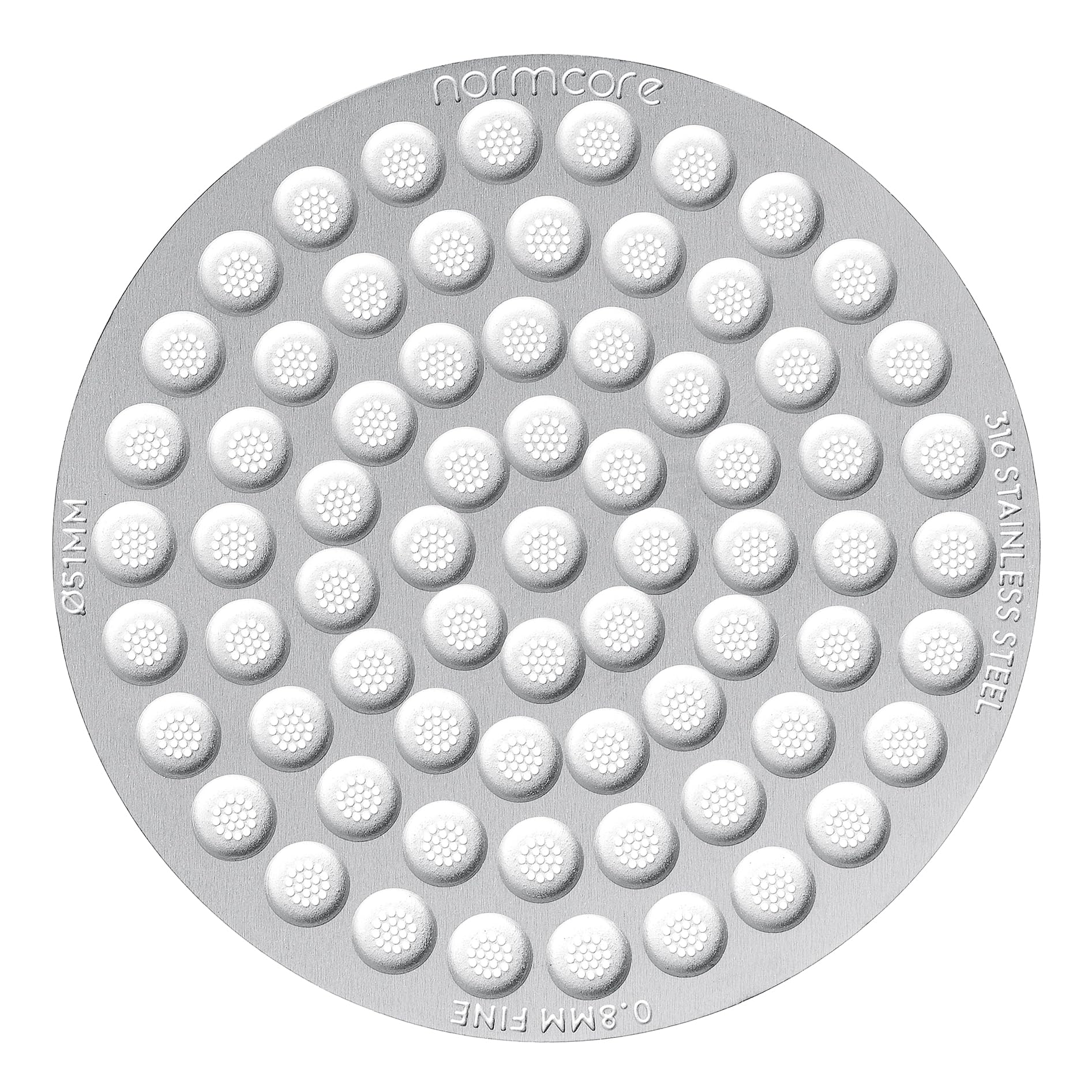 Normcore 51mm Puck Screen, 0.8mm Thickness, Lower Shower Screen, Reusable Metal Filter for 51mm Portafilter Basket, 316 Stainless Steel