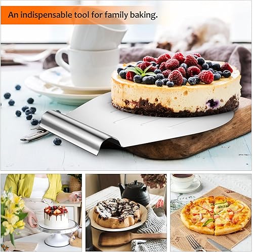 Miniatura 9 de Soporte para tartas Pala de pizza Bandeja de pastel de acero Levantador de pasteles Herramienta para hornear Levantador seguro para pasteles Pizza
