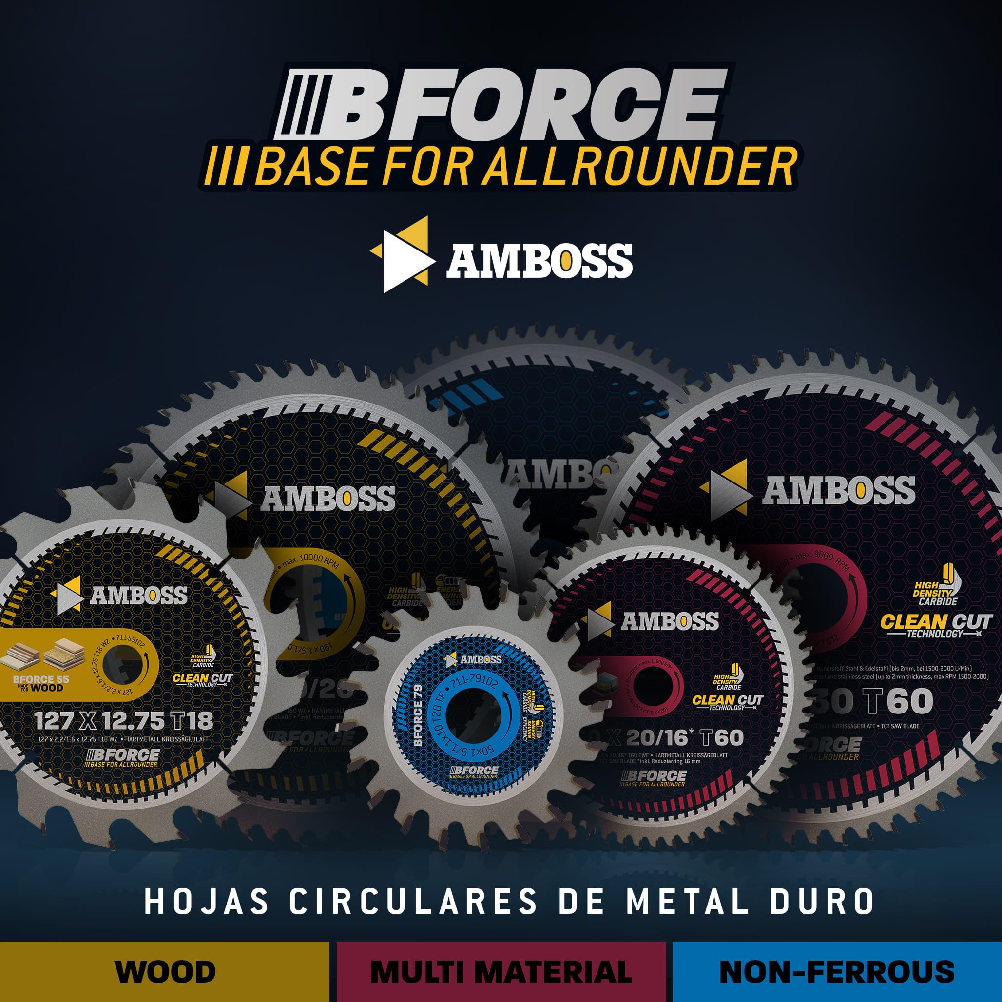 AMBOSS hoja de sierra circular 210 x 30 mm (aluminio) - hoja de sierra 210 con 60 dientes - hoja de sierra circular Ø 210 mm - compatible con Powerplus: POWX0550 Scheppach: PL75 Scheppach: HS80