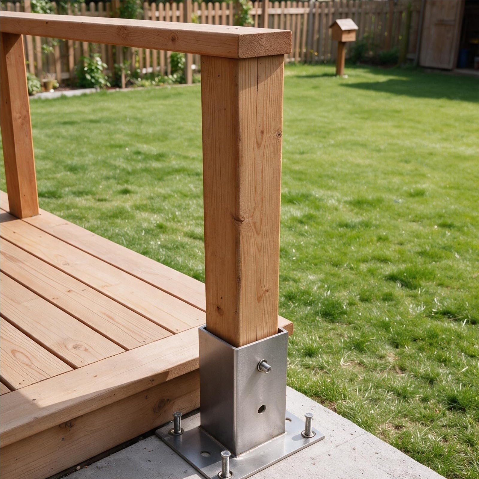 supporti per pali in legno Base Di Ancoraggio Per Palo Per Recinzione In Acciaio Inossidabile, Recinzione In Legno Per Privacy/giardino/cortile/patio In Cemento(2 pcs,L W 60 x 60mm/H 80mm)