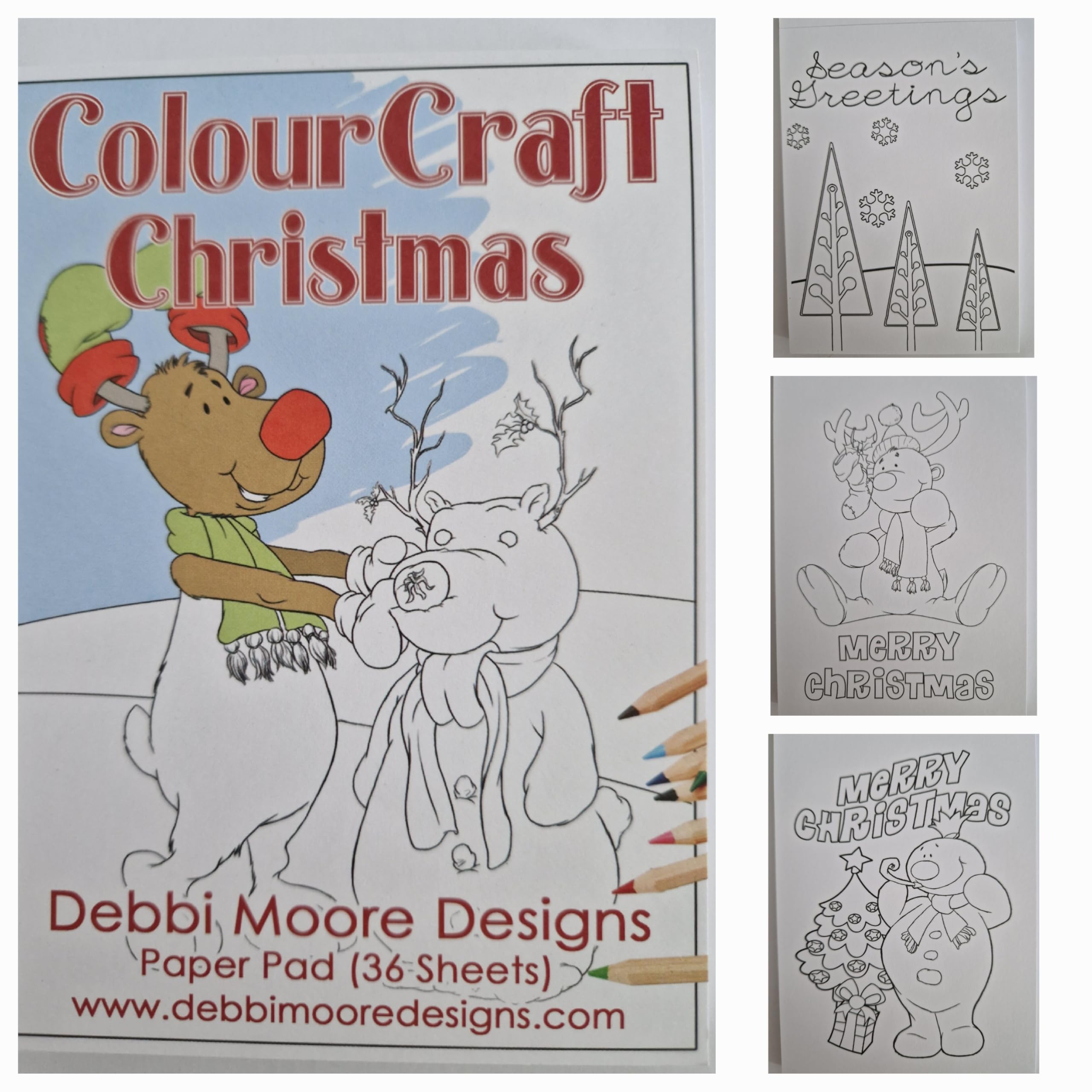 Jackdaw Express Black & White Debbi Moore Designs Mini A6 Christmas Colouring Book Cl058
