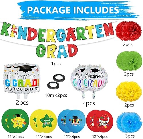 Miniatura 2 de YNOUU Decoraciones de fiesta de graduación preescolar, pancarta de felicitaciones de graduación de clase de jardín de infantes, suministros para