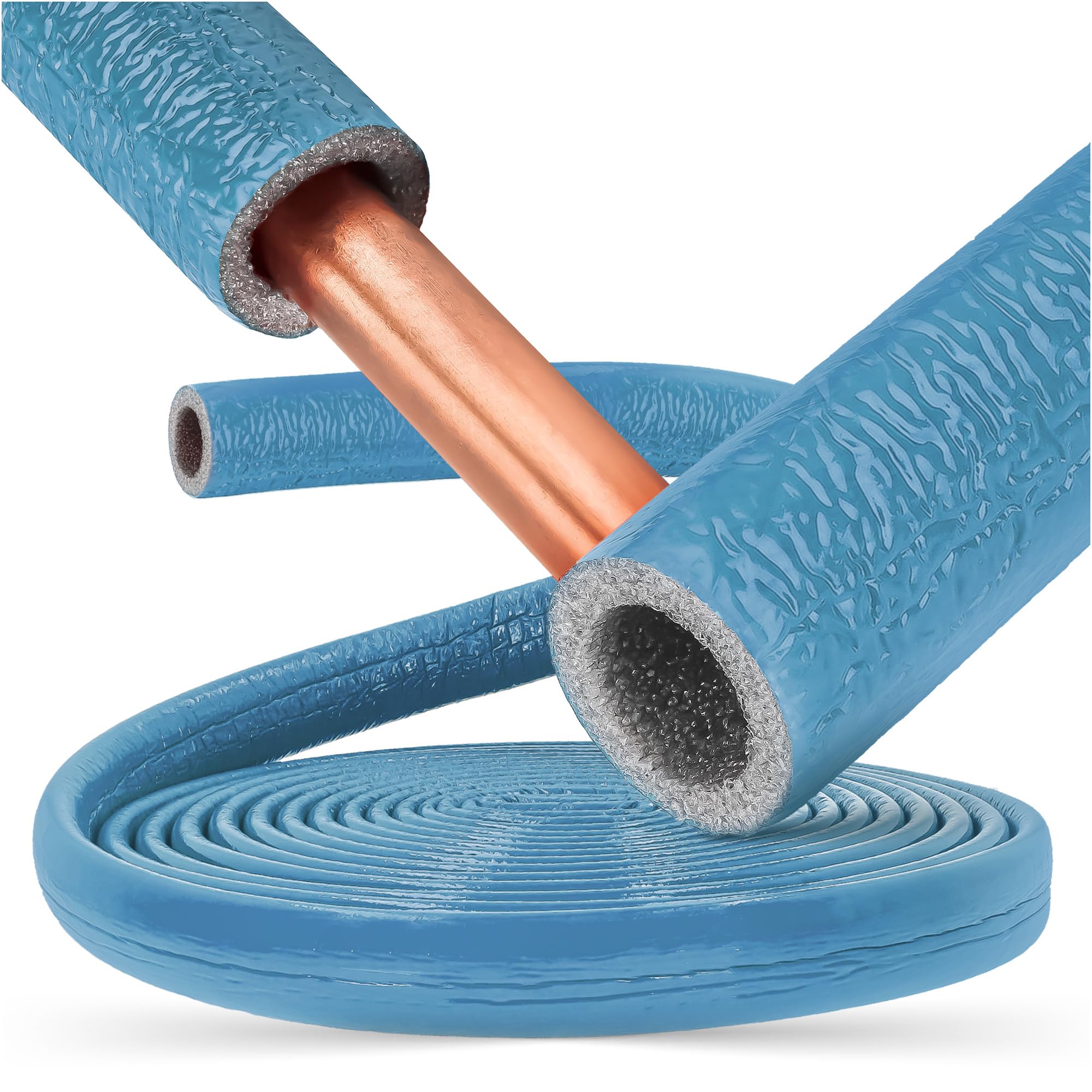 PE-Rohrisolierung Isolierschlauch 10 m Rolle x Ø 18 mm / 6 mm Isolierstärke Blau | Schutzschlauch Heizungsrohr Isolierung mit Schutzhaut | Rohr Dämmung Schlauch Rohrdämmung Warmwasserleitung Heizung