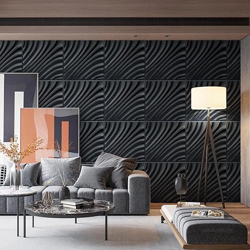 Miniatura 10 de STICKGOO Paneles de pared 3D ondulados para despegar y pegar, paneles de revestimiento de pared de color plateado cepillado para decoración de pared