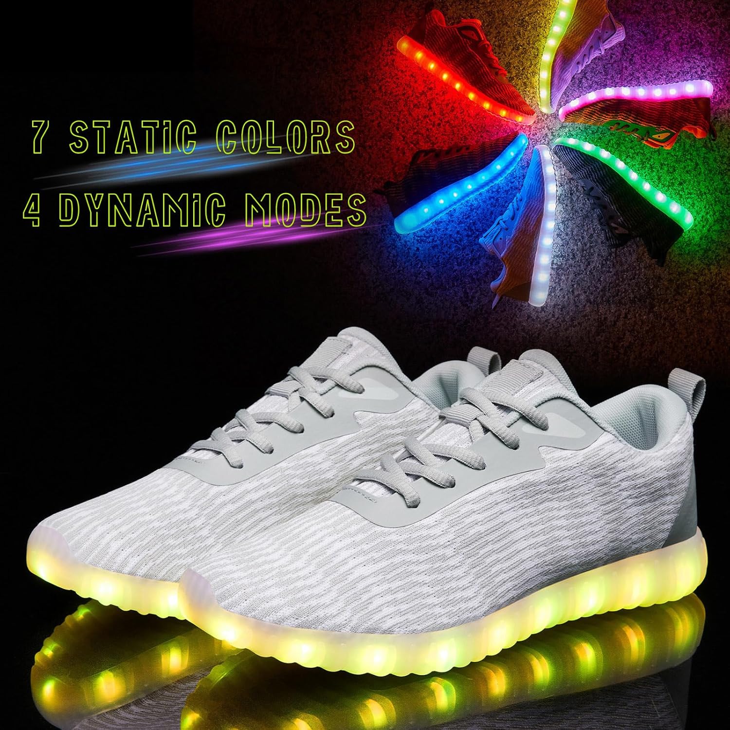 Light Up Shoes for Women Men, LED Sneakers USB Charging Unisex Adult Glow Party Cool Dancing Shoes - Image 4