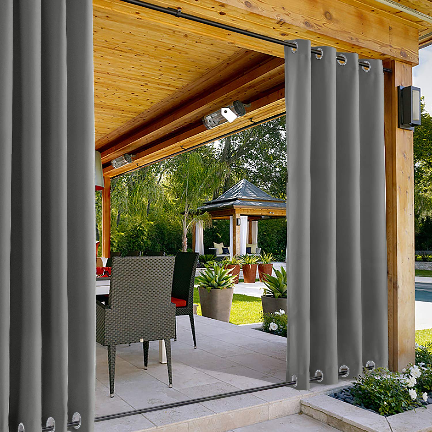 Tende impermeabili per esterni, antivento, con occhielli, per gazebo, veranda, patio, grigio, 213 x 213 cm, tenda a pannello oscurante (1 pezzo)