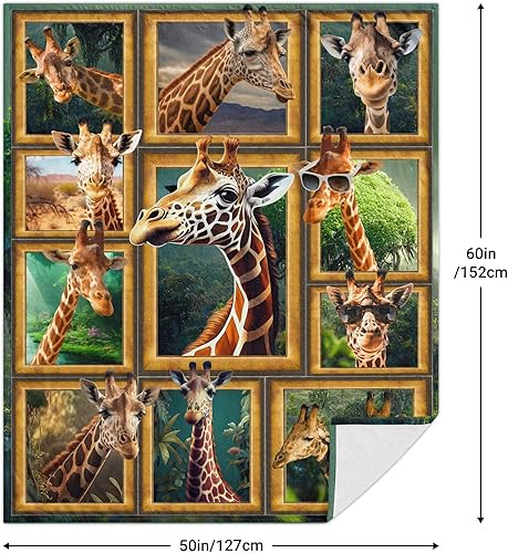 Miniatura 2 de Manta de jirafa linda de 50 x 60 pulgadas, manta de forro polar de jirafa para mujer, manta para sofá, cama, hombres y niños, manta de felpa suave
