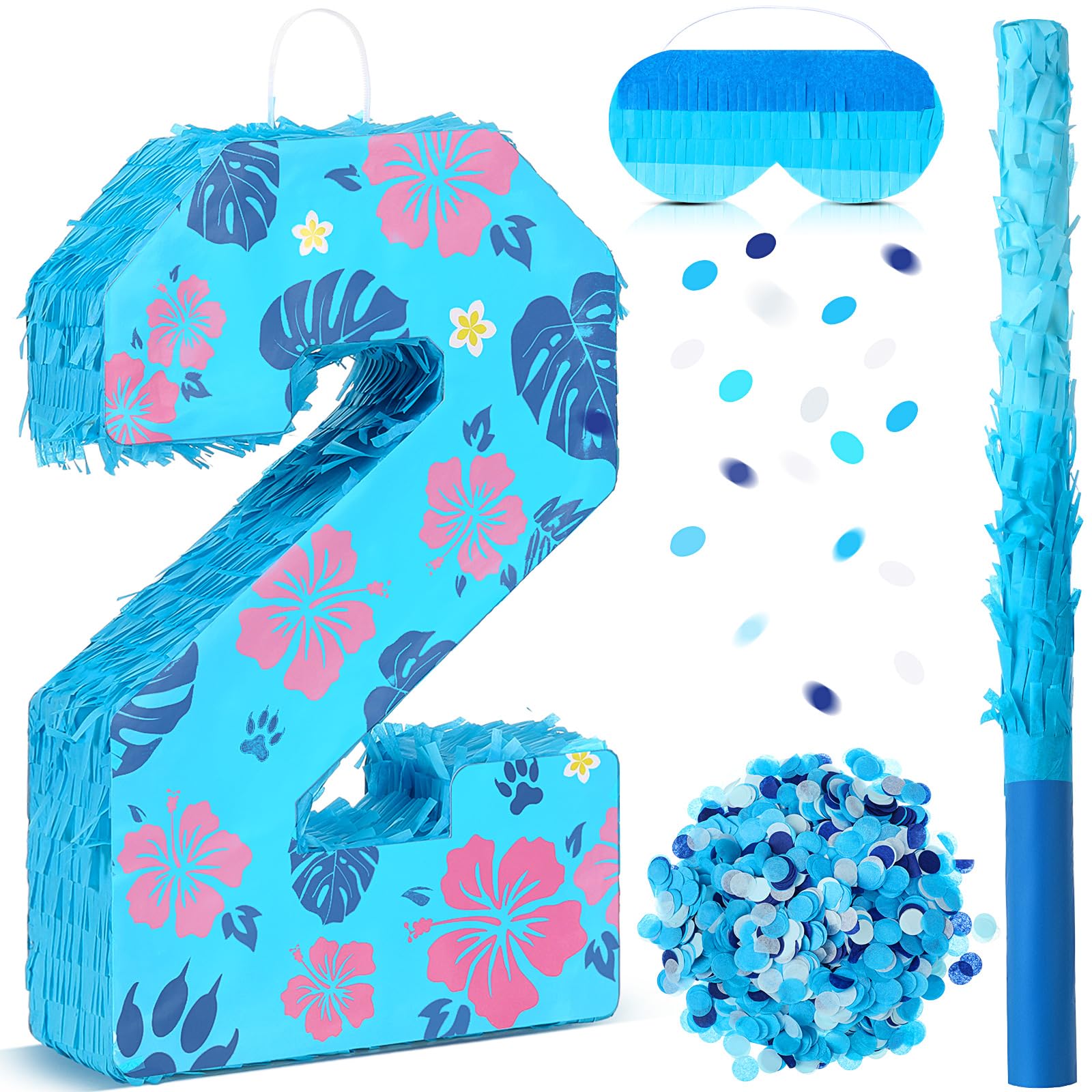 View 1 of 16 in Hawaii Number 2 Piñata Blue Tropical Theme Piñata for Birthday Party
