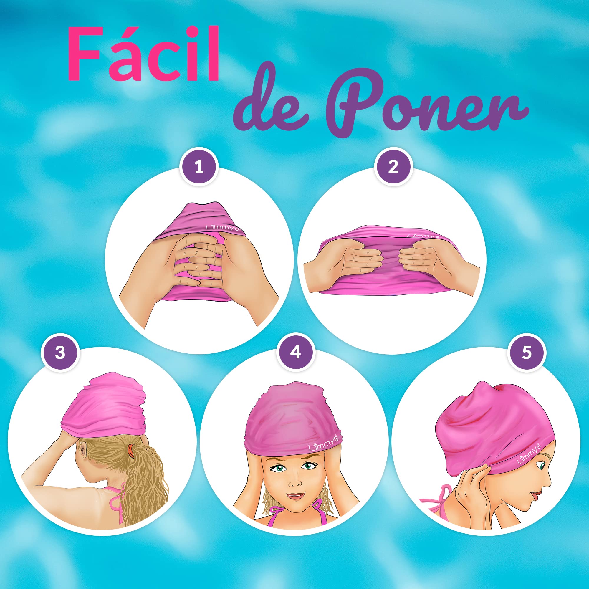 Limmys Gorro de natación Pelo Largo Mujer y Hombre – Gorro Silicona elástica con Espacio Extra, sin látex, para Cabello Grueso y Rizado – Ajuste sin presión, Antideslizante, fácil de Poner y Quitar
