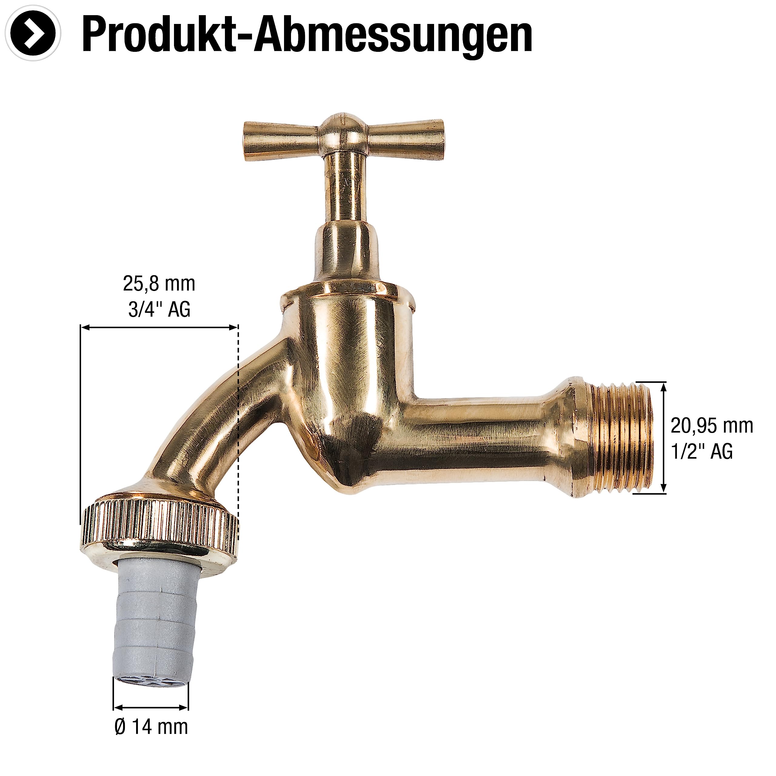 CORNAT TEC300505 Tap 1/2-inch Polished Brass Bar Screw Connection, Messingfarben, Poliert, 1/2 Zoll AG - Image 2