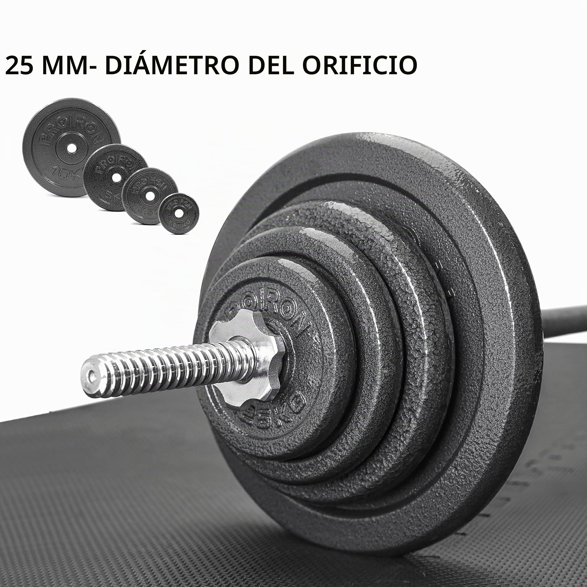 PROIRON Discos Pesas, Ø25mm - Hierro Fundido Placas de Discos Peso para Pesas y Mancuernas 1.25/2.5/5/10kg