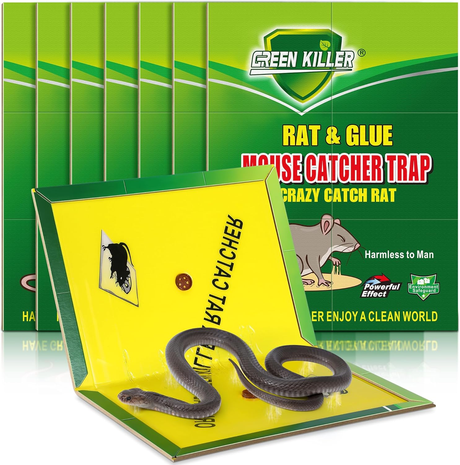 Qualirey 13" x 20" Large Snake Glue Traps with Enhanced Stickiness, Snake Rat Sticky Pad Board for House Indoor Outdoor, Sticky Glue Traps for Snakes, Mice, Rats, Easy to Set(8 Pack)