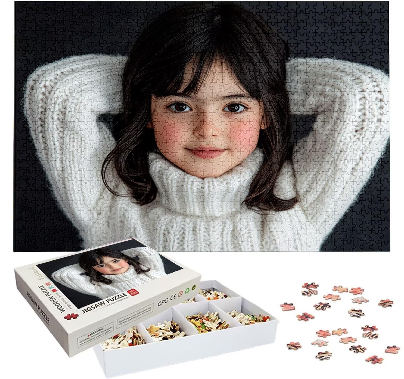 Puzzle Personalizado con Foto, Personalizada Rompecabezas Personalizado Diseña tu Logo Foto o Texto, Personalizado Navidad Halloween San Valentín Parejas Niños Familia Amigos h-3261