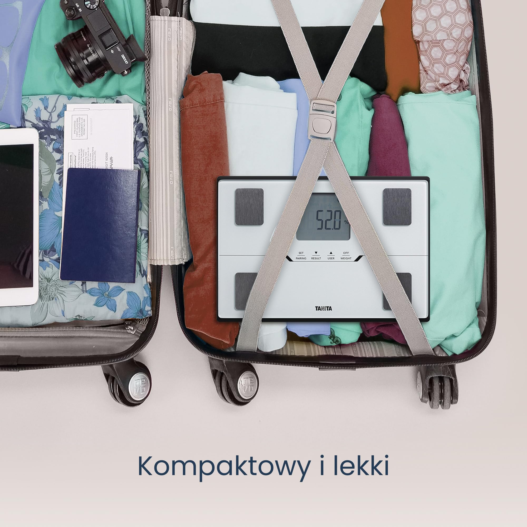 TANITA BC-401 Biała kompaktowa rodzinna waga do ciała z aplikacją do śledzenia sprawności fizycznej