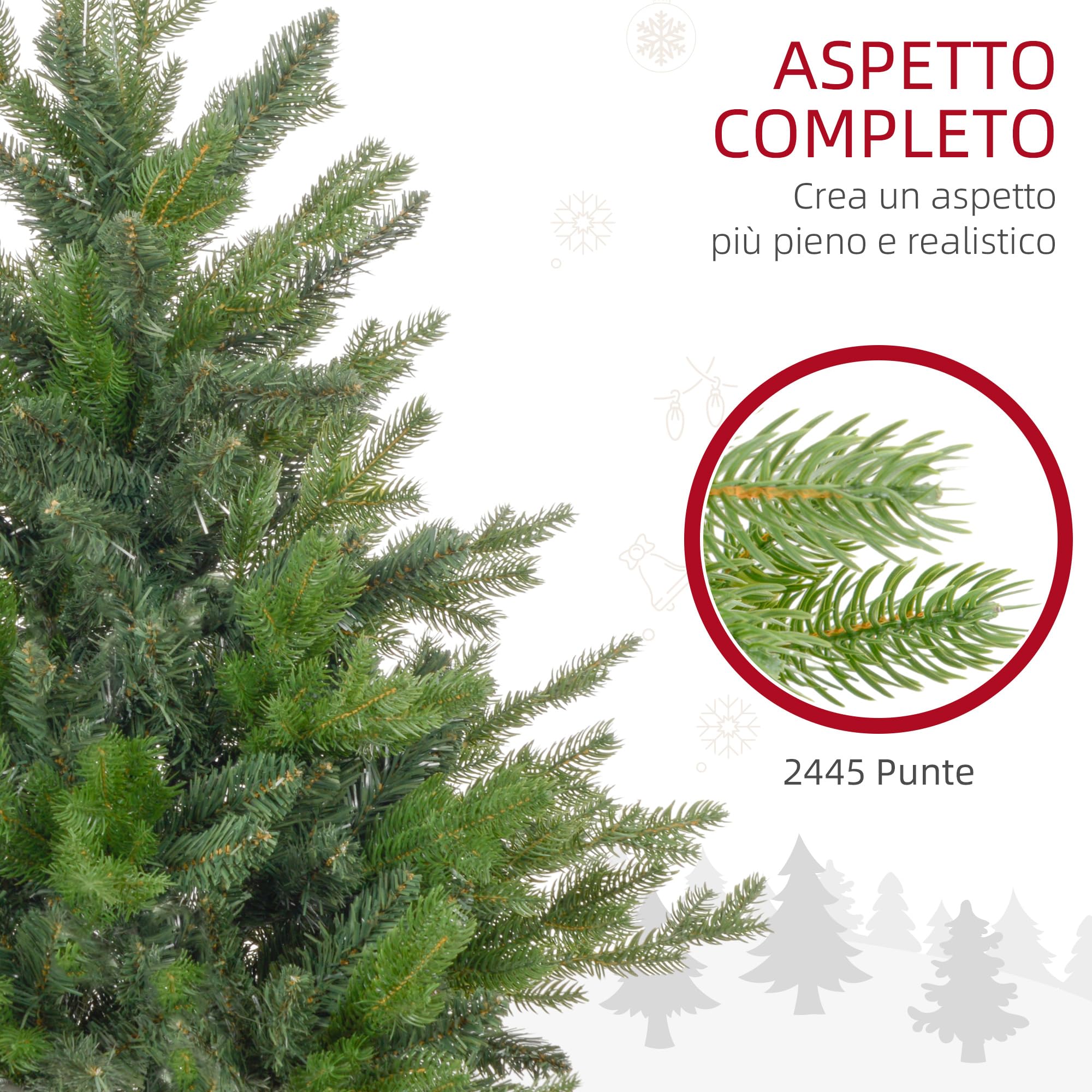 HOMCOM Albero di Natale 210 cm Artificiale in Plastica Ø135x210 cm Verde