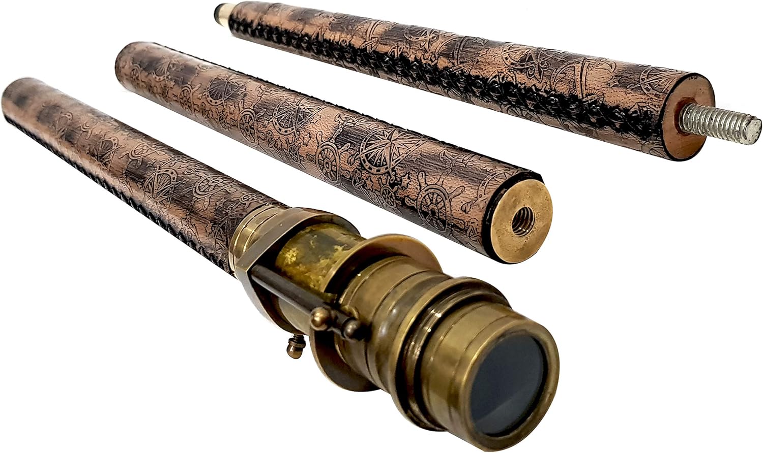 Royal Antique Compass Telescope Walking Stick Nautical Solid Wooden Cane Party Theme - Vintage Antique : Clothing, Shoes & Jewelry