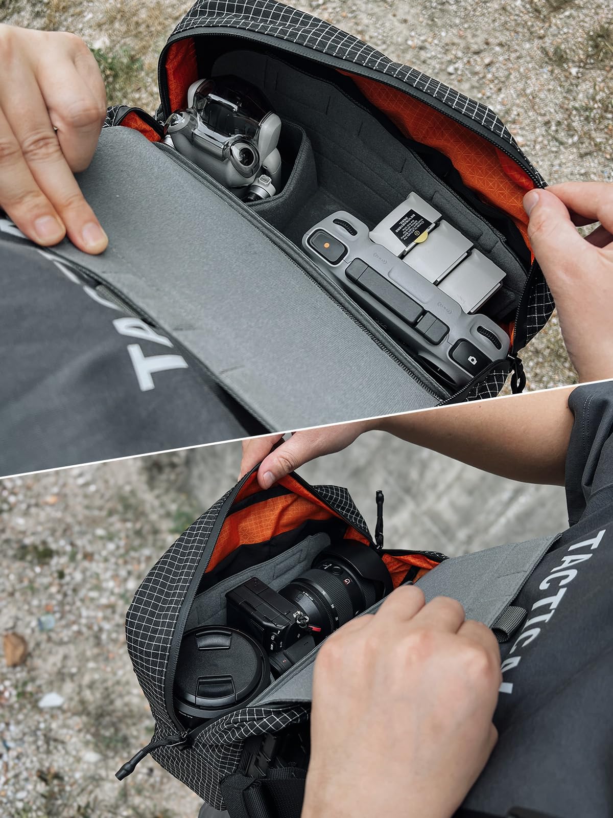 TACTICAL_GEEK TCM9 - Funda para cámara de fotos, resistente a los golpes, organizador modular para equipo fotográfico con solapa magnética, panel de plegable, gris, Inserto de cámara para mochilas