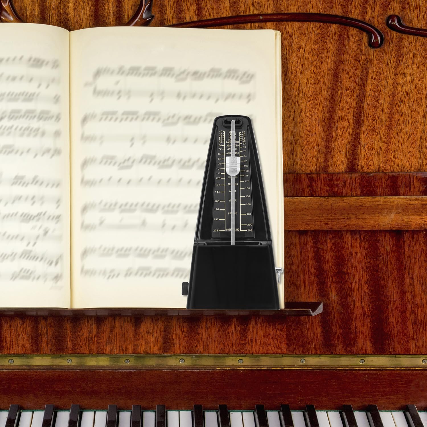 QWORK® Metronomo meccanico con campana, volume, regolazione della velocità, per pianoforte, chitarra elettrica, basso, violino, batteria