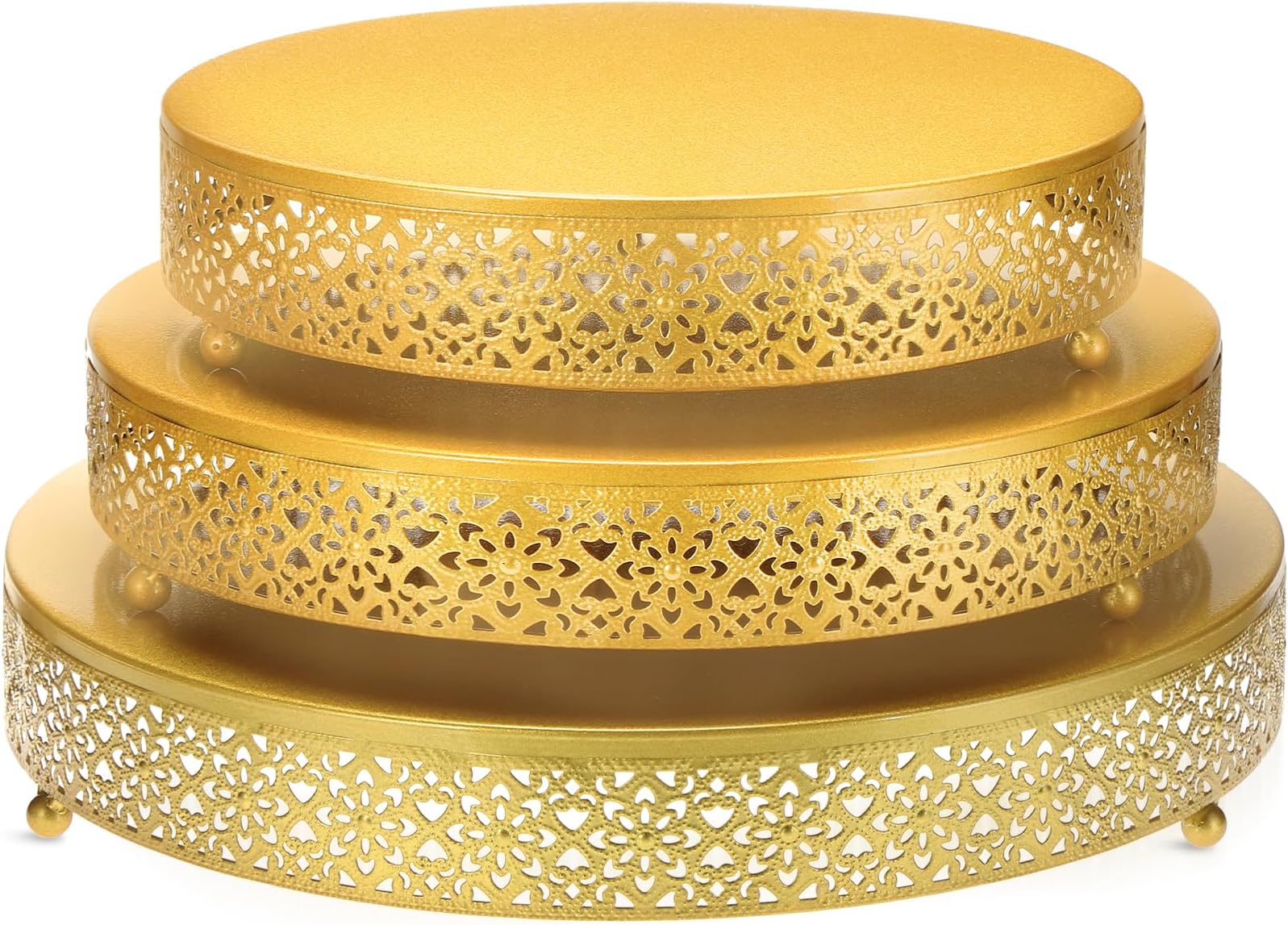 Amazon.com: Wenqik 3 Pcs Gold Cake Stand 16'' 14'' 12'' Round Metal ...