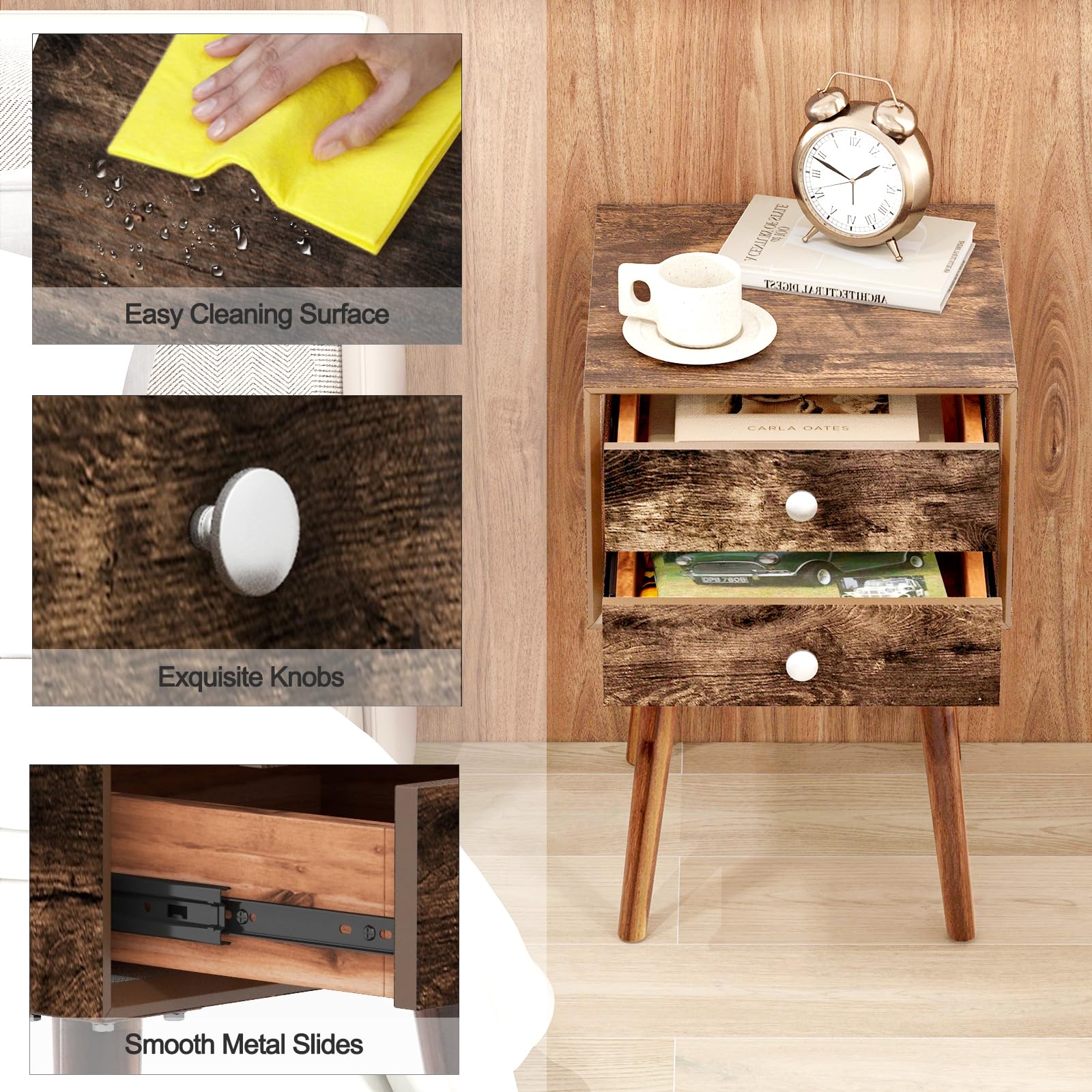 KOMFOTTEU Comodino In Legno Con 3 Cassetti - Tavolino Multifunzione Per Camera Da Letto, Soggiorno, Ufficio - Bianco