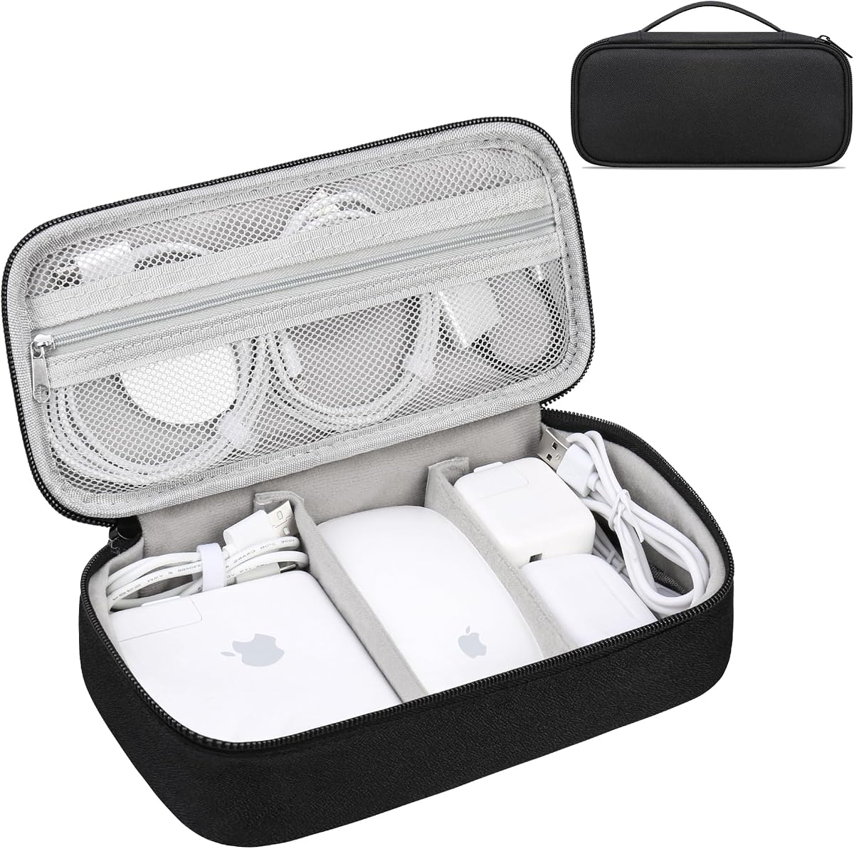 Electronic Organizer Travel Cable Organizer Bag Pouch Tech Electronic Accessories Carry Case Portable Double Layers Charger Case for Cable, Cords, Charger, Earphone, Power Bank, Black
