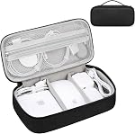 Lacdo Électronique Organisateur de câble de voyage Sac Pouch Tech Accessoires électroniques Carry Case Portable Double Layers Chargeur Case pour câble, cordons, chargeur, écouteur, banque de puissance, noir