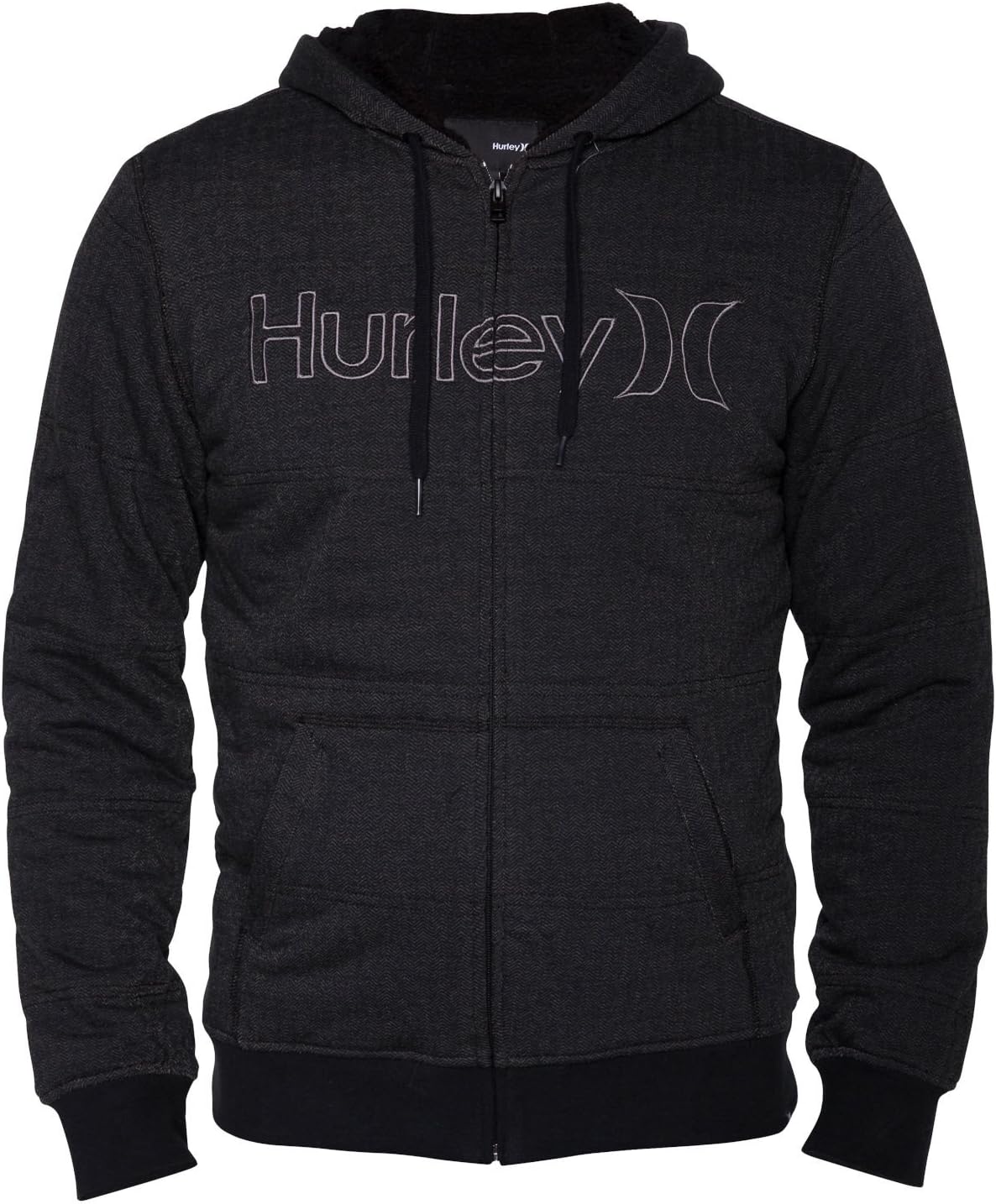 Hurley Men's One and Only HB Sherpa Fleece Zip Up, Black, X-Large