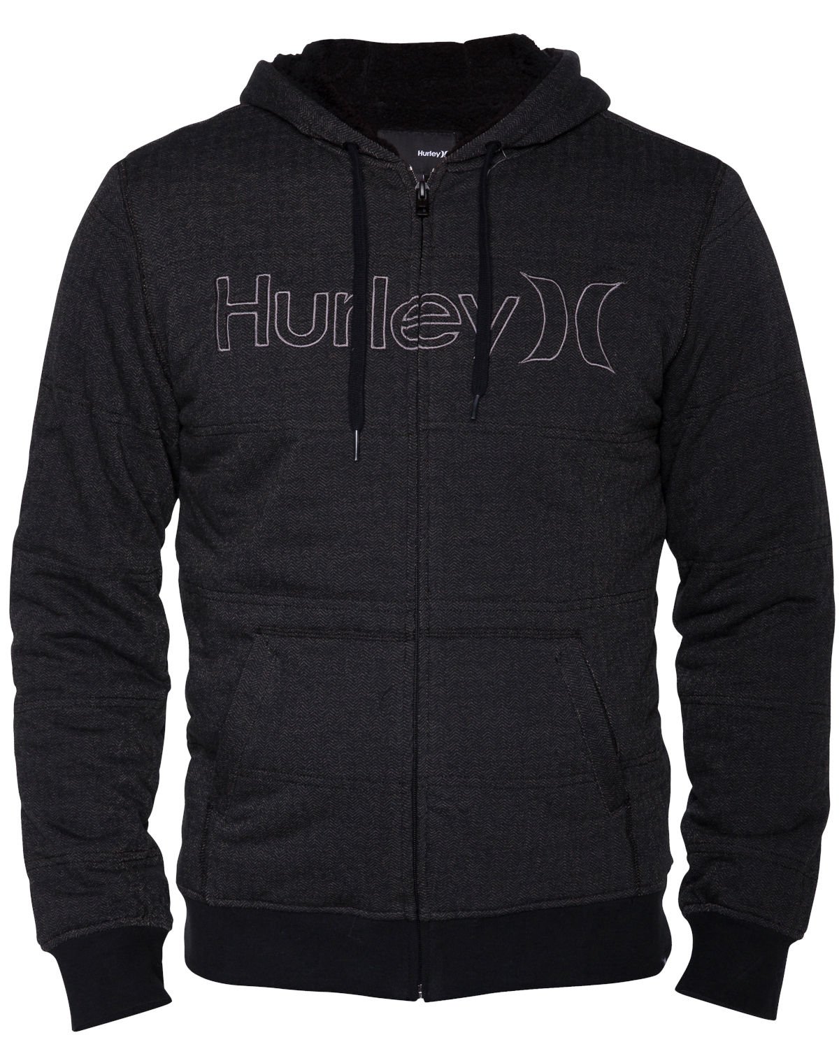 Hurley Men's One and Only HB Sherpa Fleece Zip Up, Black, X-Large