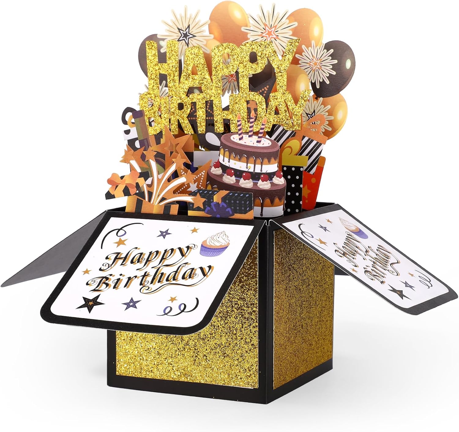 Happy Birthday 3D Pop Up Card, Colorful Pop Up Box with Envelope & Greeting Creative Birthday Gifts Box Cool Card for Men Women
