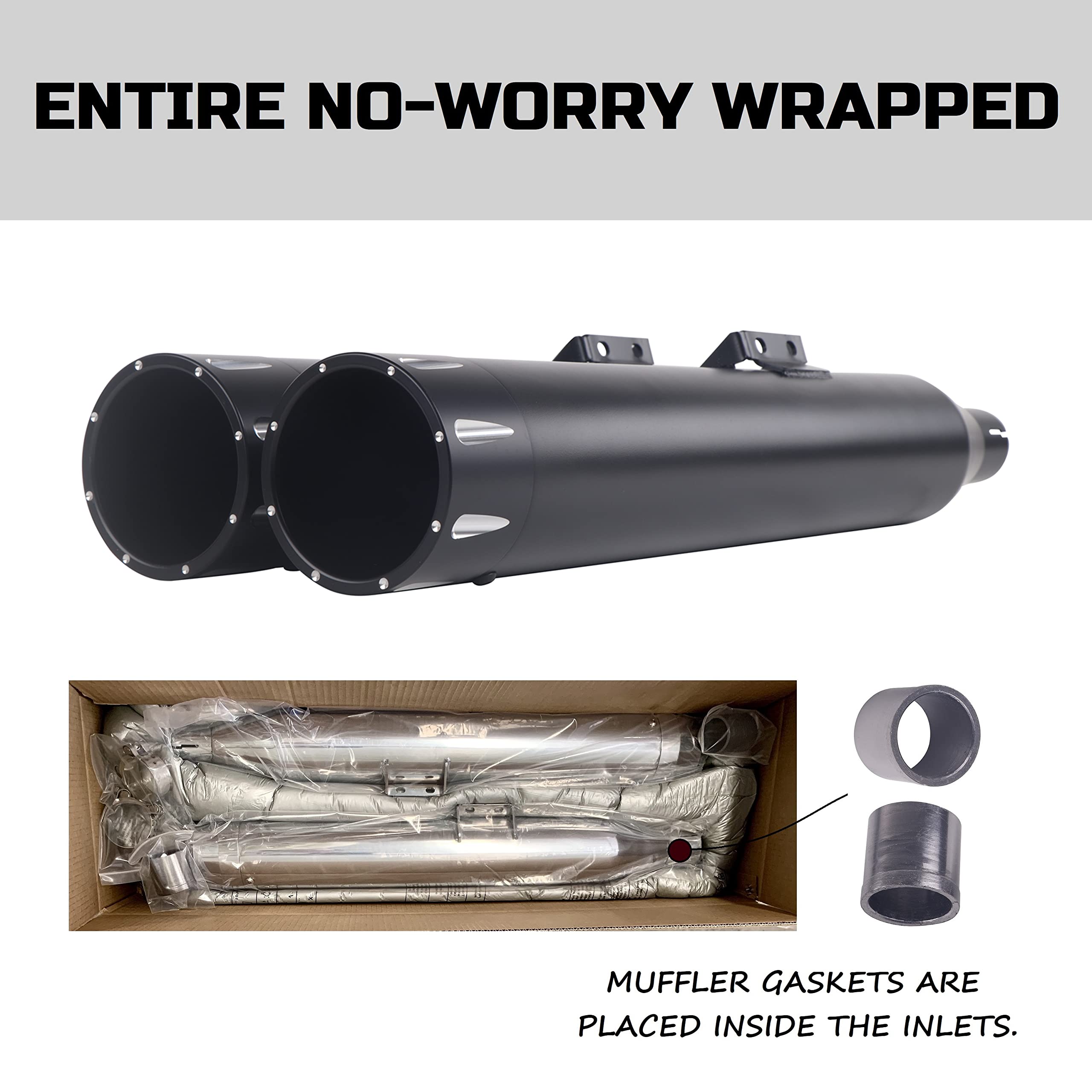 3.5?Ç¥ Slip on Mufflers for 2018-2023 Harley Softail Standard, Street Bob, Low Rider, Slim, Breakout, Fat Boy(17BB Black)