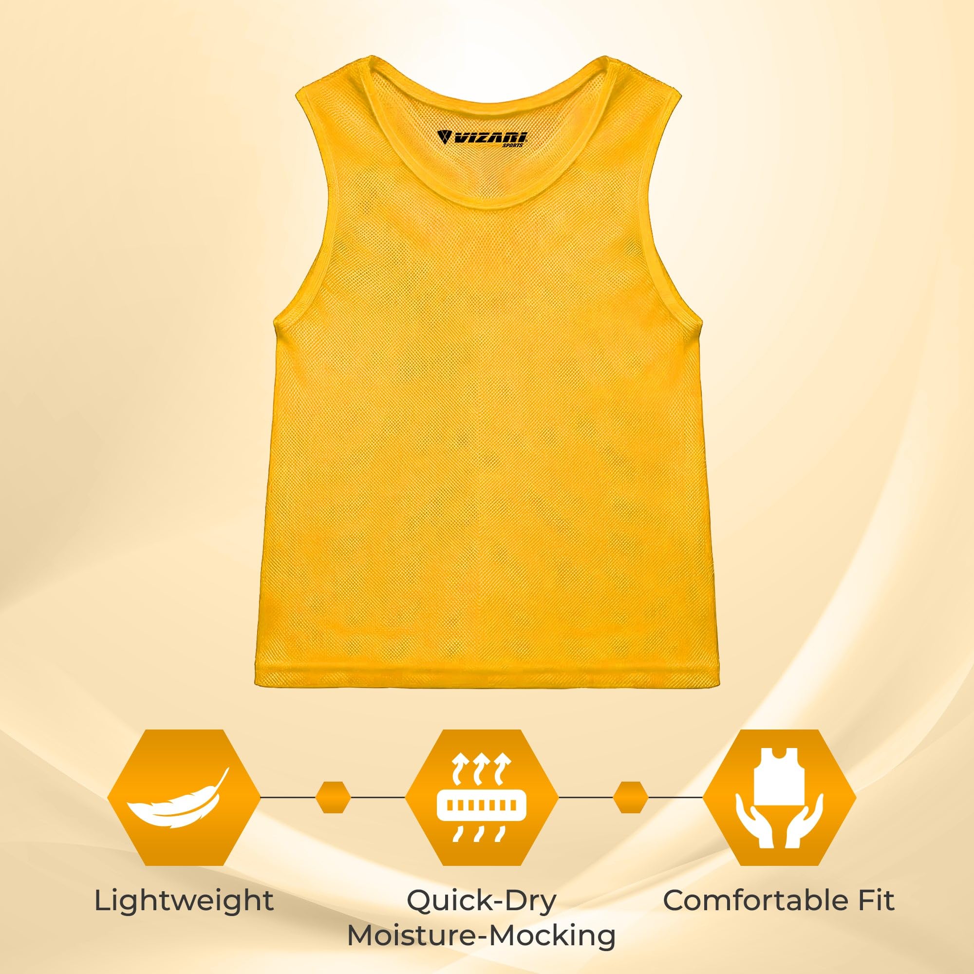 Vizari Mesh Sports Pinnies Pack of 1/12- Youth Scrimmage Vests for Soccer, Hockey, Basketball & Football