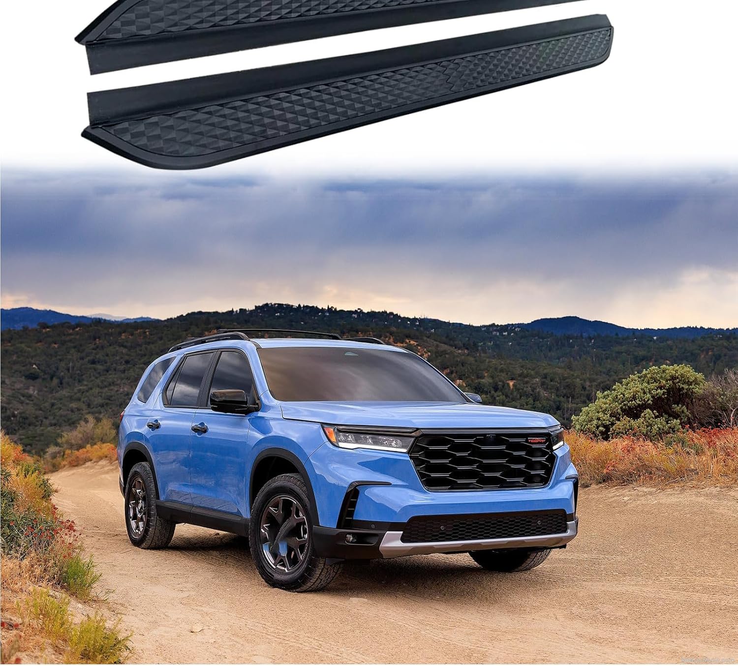 2 PCS Fits for H Pilot 2022 2023 2024 2025 Running Boards Black Nerf Bar 5.28-inch Side Steps