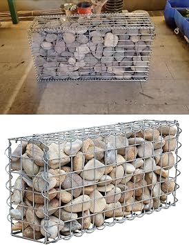 Galvanized Steel Gabion Basket Modular Gabion Cages Stone Planter Cages for Garden Projects Quick and Easy Construction Silver5x10cm/2x4in,30x30x30cm