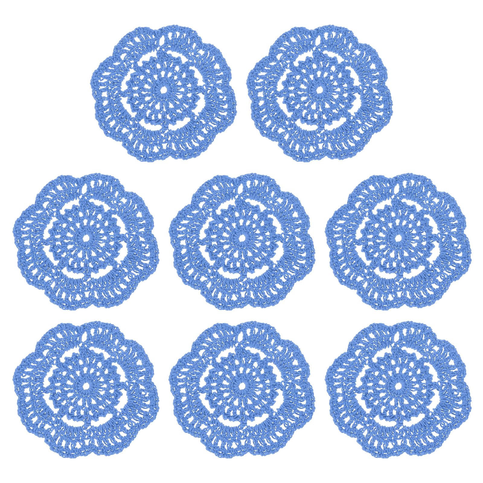 Napperons en crochet bleu 10,2 cm en coton lot de 8 dessous de verre ronds