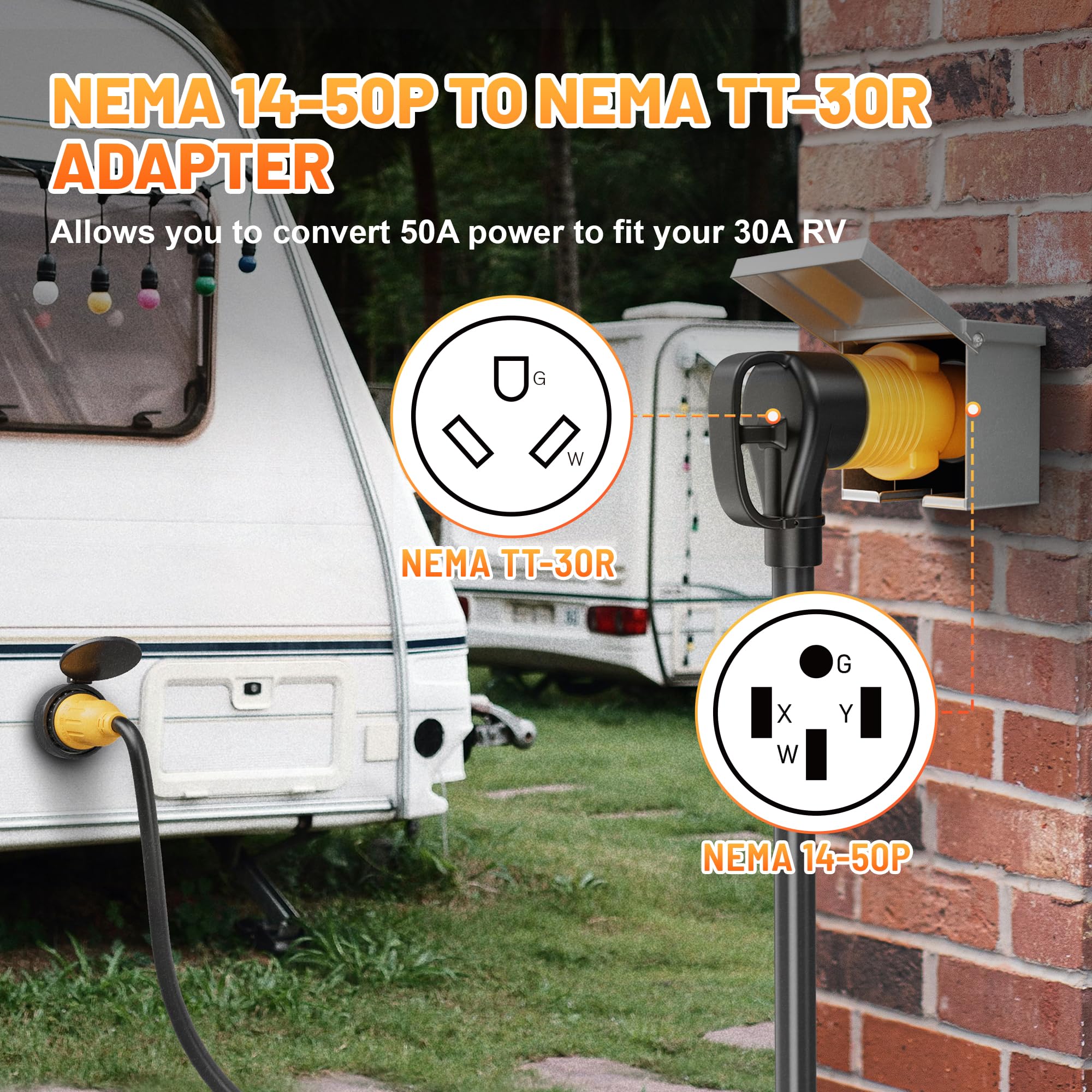 Snapklik.com : 50 Amp To 30 Amp RV Adapter, NEMA 14-50P To NEMA TT-30R ...